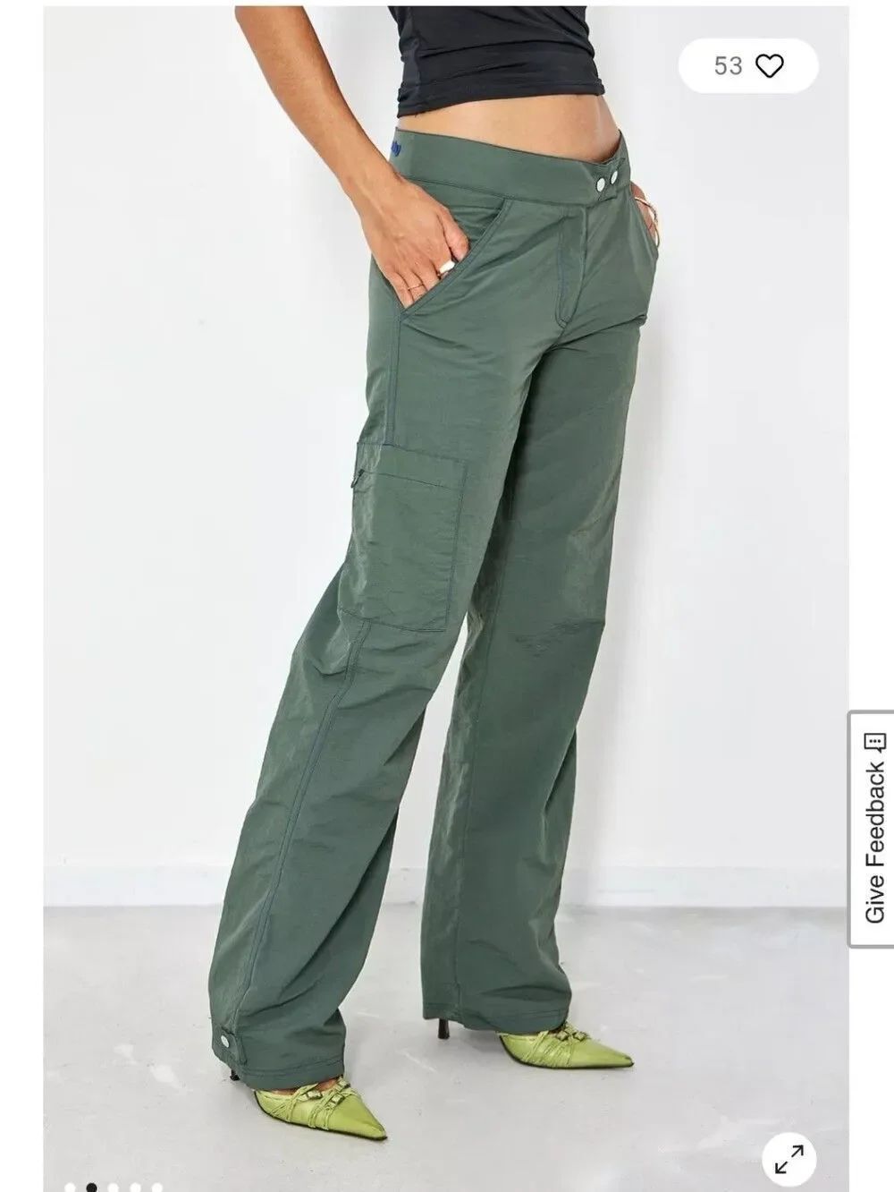 Peachy Den Nwt Slate Green The Fara Cargo Pants Size Medium